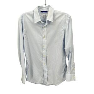 Teddy Stratford Shirt Mens 1‎ Small Blue Dress Zip Placket Long Sleeve Button Up